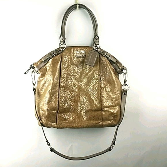 Coach Handbags - Coach Madison Lindsey Satchel Gold Metalic Purse
